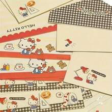 Sanrio [مصرح به] سانريو 8 قطع (4 أوراق خطاب و 4 مغلفات) مجموعة أوراق خطاب وأظرف بطابع القطة KT والزخرفة المنقطة ، طقم رسائل كرتونية أنمي جذابة، لوازم مكتبية وقرطاسية مدرسية