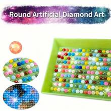 1 Set 5D Full Drill Diamond Painting Kit, Round Floral Theme Diamond Mosaic Art, DIY Canvas Wall Art Decoration For Bedroom And Living Room, Artistic Gift