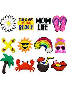 Beach & Summer Theme PVC Hanging Ornaments, Colorful Shoe Bag DIY Decorations, Suitable For New Year And Valentine's Day Gifts, Versatile Holiday Use, Durable And Multipurpose Daily Accessories, Beach Bag Accessories | Decorative Inserts | Durable Plastic, Beach Accessories, Homemade Wallet Making - Multicolor - View 6