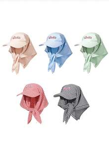 1pc Unisex Quick-Dry Plaid Letter Embroidered Patch Visor Cap, Versatile Neck Gaiter, Suitable For Outdoor Activities Like Hiking, Cycling, Casual Wear, Beach, Daily Use, Spring/Summer - Multicolor - View 1