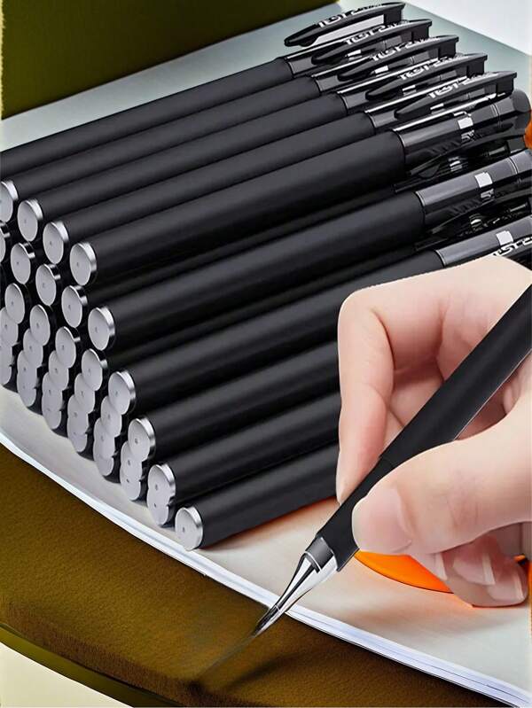 20pcs 0.5mm Fine Tip Quick Dry Black Ink Pen, Efficient Writing Choice For Office And School