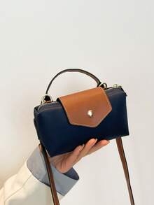 Elegant Solid Color Mini Handbag With Adjustable Shoulder Strap, Ideal Gift Bag For Parties, Galas, Formal Dinners/Banquets, Suitable For Pairing With Party Dresses, Ball Gowns, Also Suitable For University/College Classrooms, Holidays, Outdoor Activities, Travel, Sports Venues, Especially Suitable For Women, Girls, College Students - Navy Blue - View 4