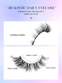 Asiteo 5 Pairs Cartoon Style Natural Thin False Eyelashes - Transparent Band Faux Mink Cat Eye Lashes, Create Natural Daily Makeup - Reusable, Comfortable, Beginner-Friendly