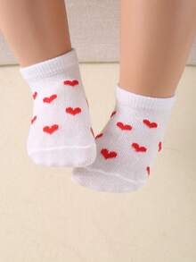 10 Pairs Of Baby Cute, Simple And Unisex Sheer Socks In Random Colors. They Have Jacquard Patterns Of Stripes, Bows And Hearts, And Are Suitable For Both Baby Boys And Baby Girls. These Socks Are Suitable For All Seasons. - Multicolor - View 3