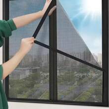1pc Summer Mosquito Net For Windows, Hook-And-Loop Self-Adhesive, Ventilated Transparent Door And Window Screens, High Density Invisible Curtain Screens, Suitable For All Kinds Of Doors And Windows, No Drilling Required, Self-Adhesive Installation, Removable And Easy To Clean, Usable Year-Round