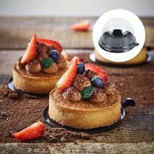 50个透明迷你蛋糕盒带盖圆形纸杯蛋糕托塑料蛋黄泡芙容器月饼圆顶盒烘焙包装盒厨房烘焙工具厨房用品 - 彩色 - 查看 7