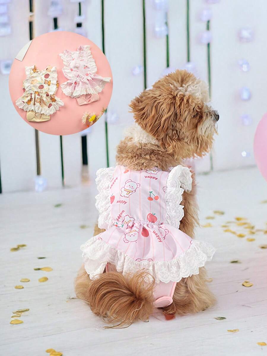 Cute Ruffle Design Dog Physiological Pants, Dog Diapers / Sanitary Menstrual Pants - Yellow - View 1