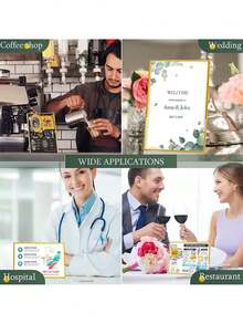 1/3/6pcs,Gold Borders Acrylic Sign Holder Picture Frame Display Stand Clear Paper Holder Table Menu Stands For Wedding Office Restaurant - Gold - View 5