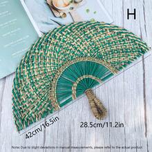 1 件手工编织海藻扇，非洲风格手持扇，壁挂装饰扇，便携式夏季扇，适合日常使用和摄影 - 彩色 - 查看 12