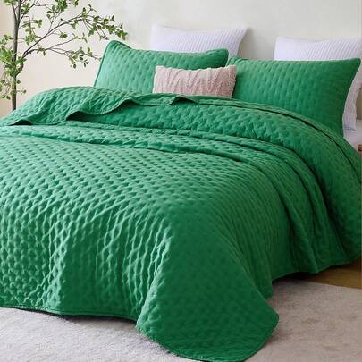 蜜月超柔软微纤维超声波缝纫被套套装（2件套=1条被子+1个枕套，3件套=1条被子+2个枕套），100%涤纶面料，经典优雅风格，舒适床罩，轻盈如云，柔软透气，防缩水，T F Q K尺寸，适用于家庭和宿舍，通过Oeko-Tex认证，深薄荷绿