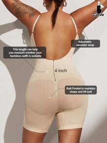 1 Pieza Shapewear tipo corsé sin espalda sexy y de microfibra para mujer de talla grande, uso de verano