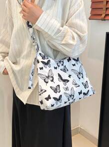 Dot Minimalist Canvas Tote Bag, New Butterfly Shoulder Crossbody Bag