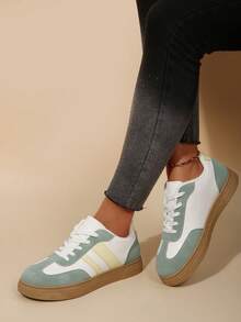 Women's Fashionable Round Toe Casual Shoes With Soft Sole And Color Blocking, Suitable For Outdoor Leisure And Daily Walking, Spring/Autumn - Multicolor - View 2