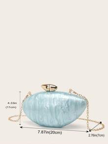 Bolsa de mão feminina para festa de casamento, bolsa de mão personalizada com pedra marmorizada de acrílico, bolsa de mão feminina com corrente de metal, bolsa transversal para festa de casamento para mulheres e meninas - Azul - Ver 8