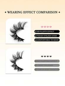 Asiteo 5 Pairs/Pack Natural Cat Eye Thick & Fluffy False Eyelashes, Dramatic Messy Faux Mink Lashes, Lengthening Eyelash Strips, Fox Eye Lifting Makeup Effect, Full Strip Lashes Can Extend And Thicken Outer Corner - 眼尾拉長款 - 查看 6
