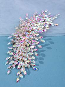 1pc Women Luxury Handmade Woven Hair Comb, Romantic Bridal Headpiece In Red Vibrant, Sparkling Silver Accessories For Wedding Valentine's Day Accessories - Color - View 3