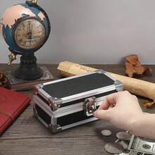 Cash Box With Lock, Aluminium Alloy Money Box For Cash Lockable Money Storage Box Single Row Currency Tray Cash Organizer Piggy Bank For Collector - 黑色 - 查看 6