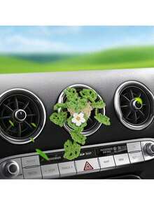 1pc Handmade Knitted Car Air Vent Hanging Basket, Car Decor Vent Clip Ornament, Gift, Air Vent Planter