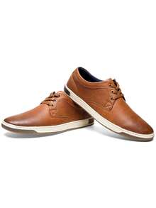 SHOESMALL Men's Casual Brown Shoes Memory Foam Fashion Sneakers 3 Eyelets Business Dress Sneaker - A81Q06-nâu - Xem 8