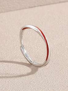 S925 银经典衔尾蛇 (Ouroboros) 戒指，带有流动的红线装饰，时尚百搭，是送给家人、朋友和情侣的完美礼物，尺寸可调节 - 銀色 - 查看 2