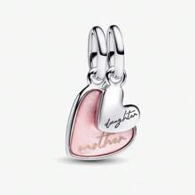 1 Golden Mother's Love Charm Duo, Butterfly Pendant Silver Plated Charm Fit Bracelet Necklace DIY Jewelry Gift