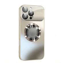 Funda de teléfono de carga inalámbrica magnética de metal de titanio mate de lujo compatible con Apple 16, 15, 14, 13, 12 Pro Max Plus 11, con gran ventana de vidrio, protección de la lente de la cámara, a prueba de golpes, resistente al agua y a los arañazos - Dorado - Ver 7