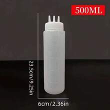 1 pieza, Botella exprimible, Botella de salsa, Botella exprimible de condimento, Botella exprimible de condimento de 3 orificios, Ensalada, Barbacoa, Hornear, Camping, Utensilios de cocina Botella de aderezo para ensalada, salsa de tomate, condimento - Blanco - Ver 15