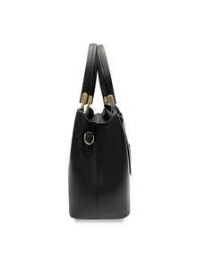 MILANO BAG, Casual, Fashionable, Elegant, Personalized, Luxurious PU Leather Tote Bag, Adjustable Shoulder Strap, Suitable For Parties, Vacations, Business, Summer, Vintage Style, Weekends, Gift - Black - View 3