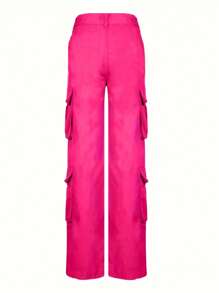 Women's Casual Versatile Solid Color Cargo Jeans