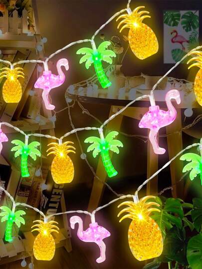 150cm-LED Flamingo Pineapple Palm Tree StringLights Battery Operated Fairy Lights LED Summer Tropical Beach Hawaiian String Lights Tropical Flamingo Pineapple Palm Tree Fairy Lights Battery Operated For Tropical Party Pool Beach Summer Decorations Pink Flamingo Lights, Outdoor TropicalHawaiian Luau Party Wedding Birthday Decor