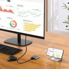 三合一集线器 Type C 转 HDTV 适配器 4K 输出 HDTV 适配器 PD100W Type C 快速充电 USB 3.0 数据传输转换器 - 銀色 - 查看 5