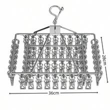 1 Giá phơi đồ bằng thép không gỉ có 20/30/40 kẹp - Giá treo đồ chống gió để phơi tất và đồ lót, Móc treo đa năng tiết kiệm không gian thích hợp sử dụng tại nhà và bán lẻ, tuyệt vời cho việc trở lại trường, Giá phơi đồ bằng thép không gỉ để phơi tất và đồ lót - Bạc - Xem 15