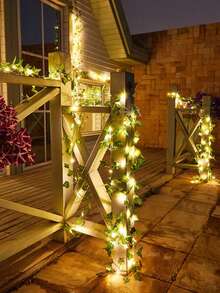 1pc Solar Powered Leaf Shaped LED Vine Light String, Ivy Vine Fairy Lights, Suitable For Garden Party, Wedding, Patio, Camping, Yard Decor - Warm Light - View 4