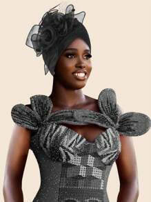 Élégante pièce pour cheveux rétro en fleurs, maille, plumes et organza, chapeau de décoration polyester unicolore adapté pour tous les jours, décontracté, soirée, mariage, vacances, printemps/été/automne/hiver