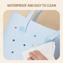 名创优品迪士尼卡通洞穴便当包可爱史迪奇便携沙滩手提包大容量女士旅行单肩包手提包礼品 - 藍色 - 查看 3