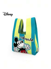 Disney [官方授权IP] 夏季撞色米老鼠卡通图案针织托特包，适合日常装扮、旅行收纳、送给朋友、母亲节、婚礼的礼物 - 綠色 - 查看 2