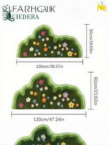 Faux Wool Moss Green Floral Carpet, Soft Plush Area Rug For Girl's Bedroom, Nordic Style Living Room Carpet, Asymmetrical Shaped Anti-Slip Floor Mat - 彩色 - 查看 7