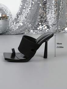 One-Strap Fashionable High Heel Sandals Chic Slide Sandals For Outdoor Wear - Black - View 3
