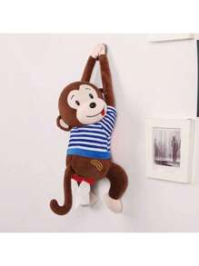 1pc Paper Towel Box For Both Home And Car, Car Mounted Cartoon Storage, Car Interior Decoration, Cute Children's Monkey Paper Towel Draw