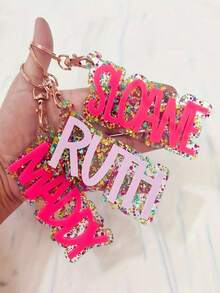 Llavero Personalizado con Nombre Flash - Etiqueta Brillante con Letras DIY Personalizadas, Perfecto para Mochilas BA y Bolsas de Pañales - Diseños Coloridos y Brillantes - Multicolor - Ver 6