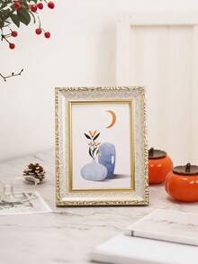 1pc Retro Gold Patterned Photo Frame, Photo Display Frame, Resin Material, Horizontal And Vertical Dual-Use Photo Frame, Suitable For Desktop And Wall Display, Office And Home, Living Room, Bedroom Decoration, Wedding, Valentine's Day, Christmas, Mother's Day, Graduation Ceremony, Gifts - Multicolor - View 7