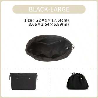 Black, More Soft, Suitable For Bucket Bag, The Inner Bag, The Mini Bag, The Middle Bag, The Storage Lining Bag, The Double Drawstring Nylon Waterproof Bag, Large Capacity Accessories For Bags, Picotin 15/18/22 Bag Insert, Bags Organizer, Purse Organizer Insert, Lightweight And Soft Touch Bag-In-Bag