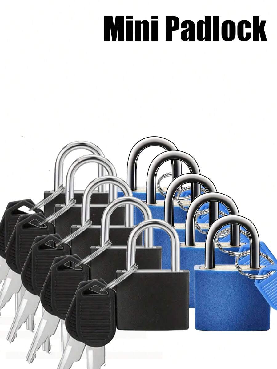 Candado con llave para equipaje, candado de metal, candado para equipaje, candado pequeño multicolor, candado pequeño con llave para casillero del gimnasio - Candado compacto de 23mm para equipaje, azul y negro - Para mochilas, maletas, bolsos de viaje, armarios y cajas de herramientas. Ideal como regalo de Navidad, Halloween, para carteros, vacaciones y viajes de negocios - Ver 1