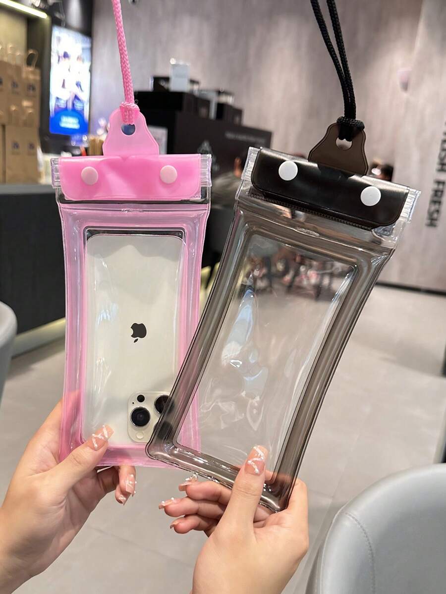 1pc Waterproof Phone Pouch, Touch Screen Compatible, For Swimming, Rafting, Halter Design, Transparent - Multicolor - View 1