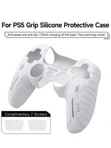 Paquete de 3 estuches protectores de silicona para control de PlayStation5 + Juego de pegatinas, compatibles con PlayStation5/4, Controlador, antideslizante, antisuded, antipolvo, anti-arañazos, mejora el agarre para una mejor experiencia de juego, disponible en negro/morado/rosa - Multicolor - Ver 17