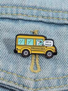 1pc Funny Struggle Bus Goose Brooch Pin, Cute Cartoon Animal - Yellow - View 3