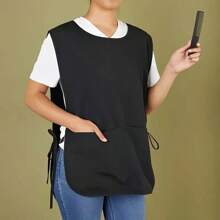 1 pieza Chaleco delantal sin mangas de tela de poliéster de un solo color con diseño de cabeza de caballo, atar a un lado, bolsillos y diadema, adecuado para hombres y mujeres, chaleco protector para trabajos al aire libre/interiores