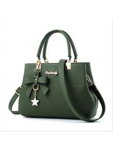 女士手提包，PU皮革拉链托特包，蝴蝶吊坠斜挎包，礼品 - 彩色 - 查看 11