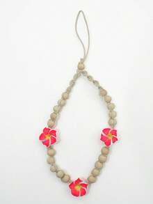 1 件夏日度假风格手工陶瓷花串珠木质手机壳配件、手机带、相机挂绳、耳机吊坠 - 彩色 - 查看 10