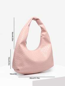 1pc Women's Retro Minimalist Casual Crochet Faux Leather Seashell Leopard Print Shoulder/Underarm Bag, Suitable For Outings, Dates, Commuting - Pink - View 6